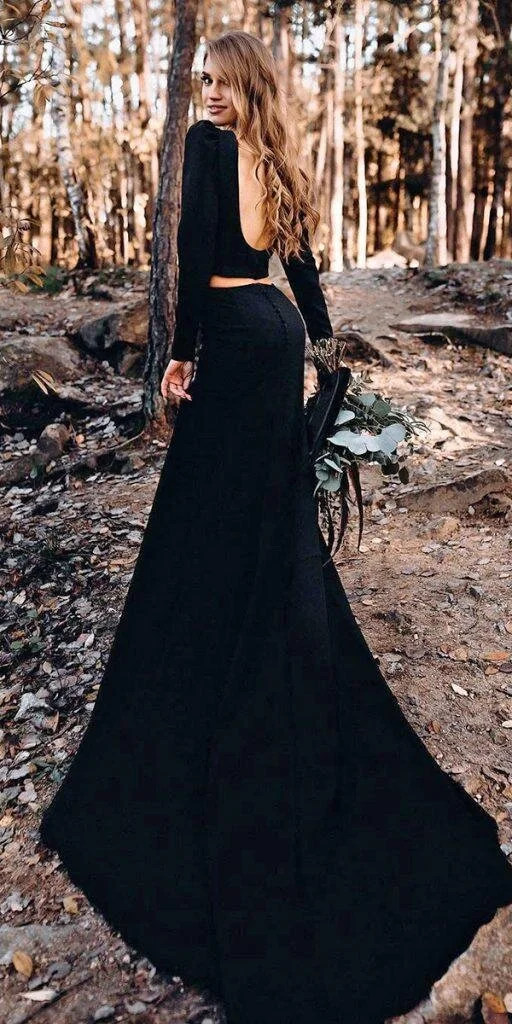 Black two piece wedding dress hotsell